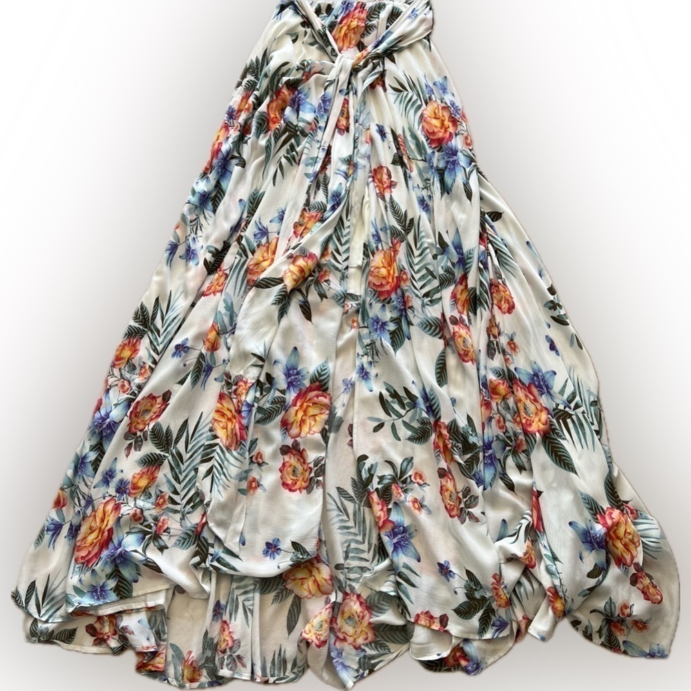 Meghan LA Women’s Jasmine Wrap Maxi Dress Floral Short Sleeve Large NWOT Flaws - Picture 5 of 16